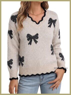 Fuzzy Cozy Long Sleeve V-Neck Pullover Sweater with Floral Print